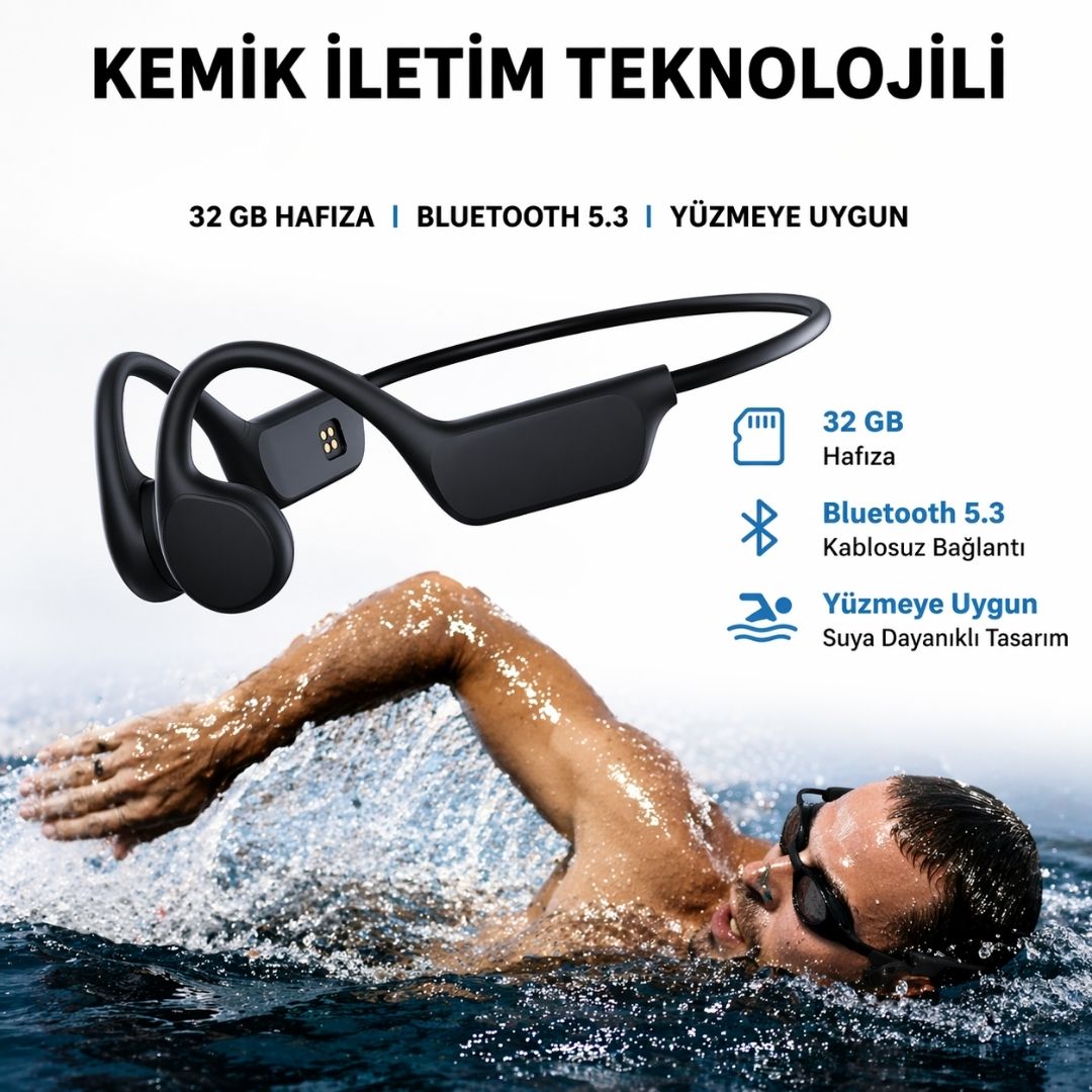 Bloomiee® Su Geçirmez Kemik İletimli Bluetooth Kulaklık